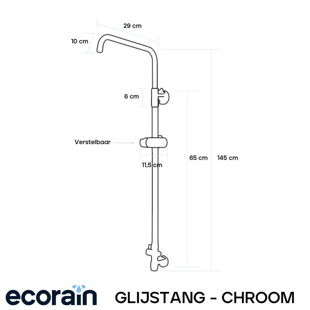 Hoofd en Handdouche Glijstang - Chroom