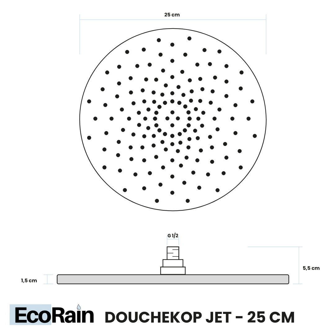 Ronde Regendouchekop Jet 25 cm - Chroom
