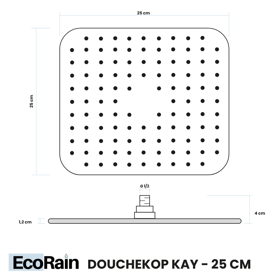 Rain shower head Kay 25 cm - Chrome