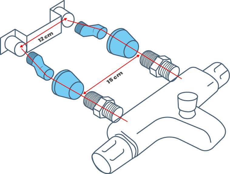 S-Koppeling Thermostaatkraan Chroom - 12 cm naar 15 cm